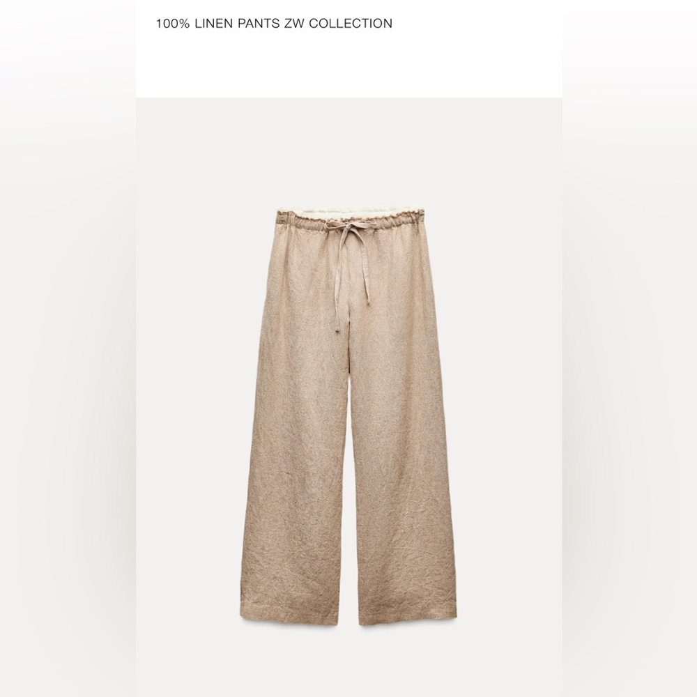 Zara Beige Linen Trousers